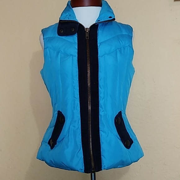 Black Rivet Jackets & Coats Black Rivet Blue Feather Filled Vest